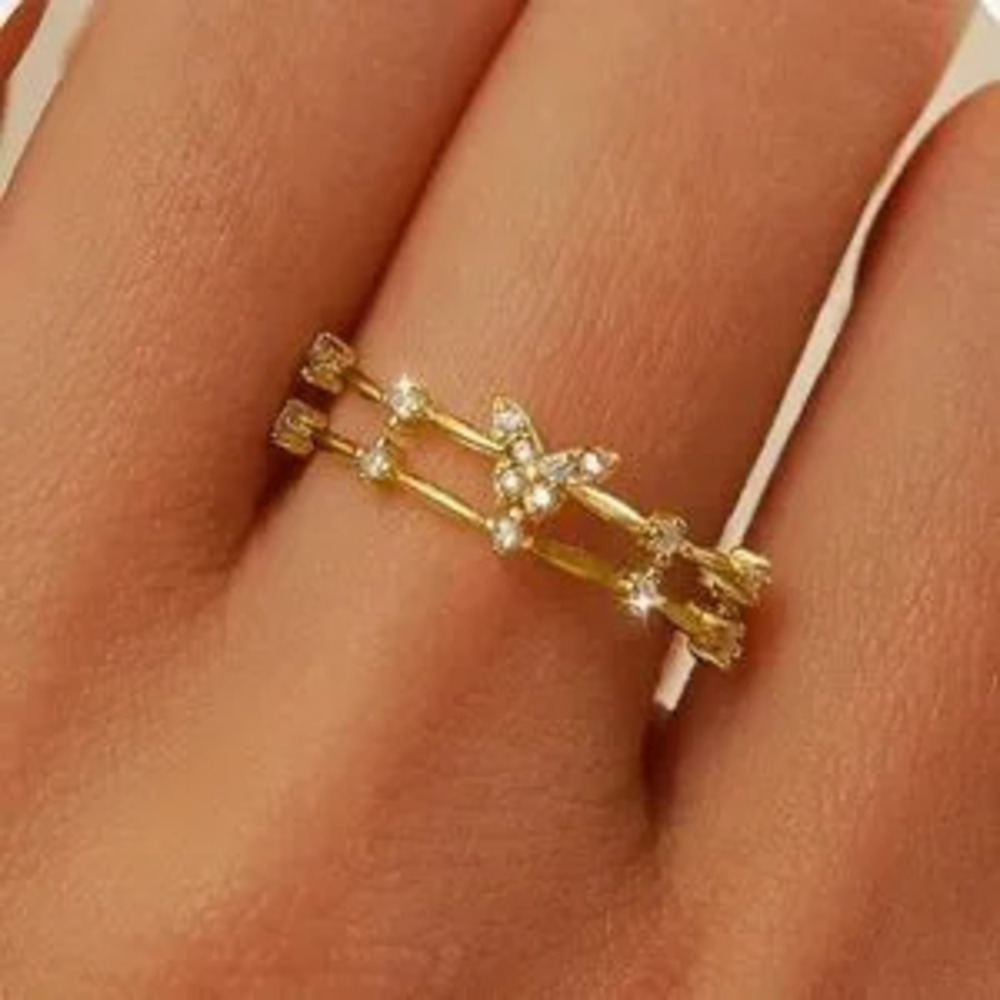 Anthropologie Gold 925 Sterling Silver Butterfly Ring
